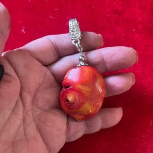 Vibrant Red-Orange Shell Pendant Necklace - Women Jewelry